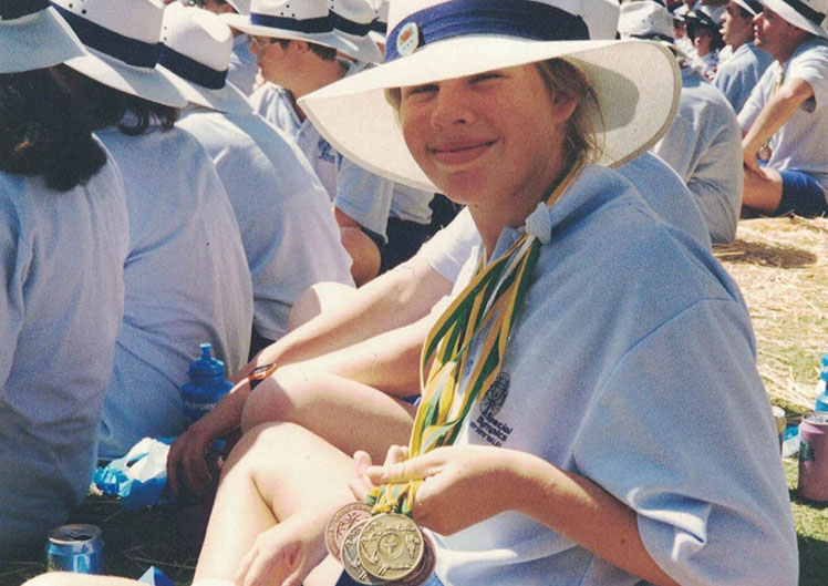 Special Olympics Australia athlete Terese Gage (NSW) at the National Games in Perth in 1994 where she won gold, silver and bronze in the pool.